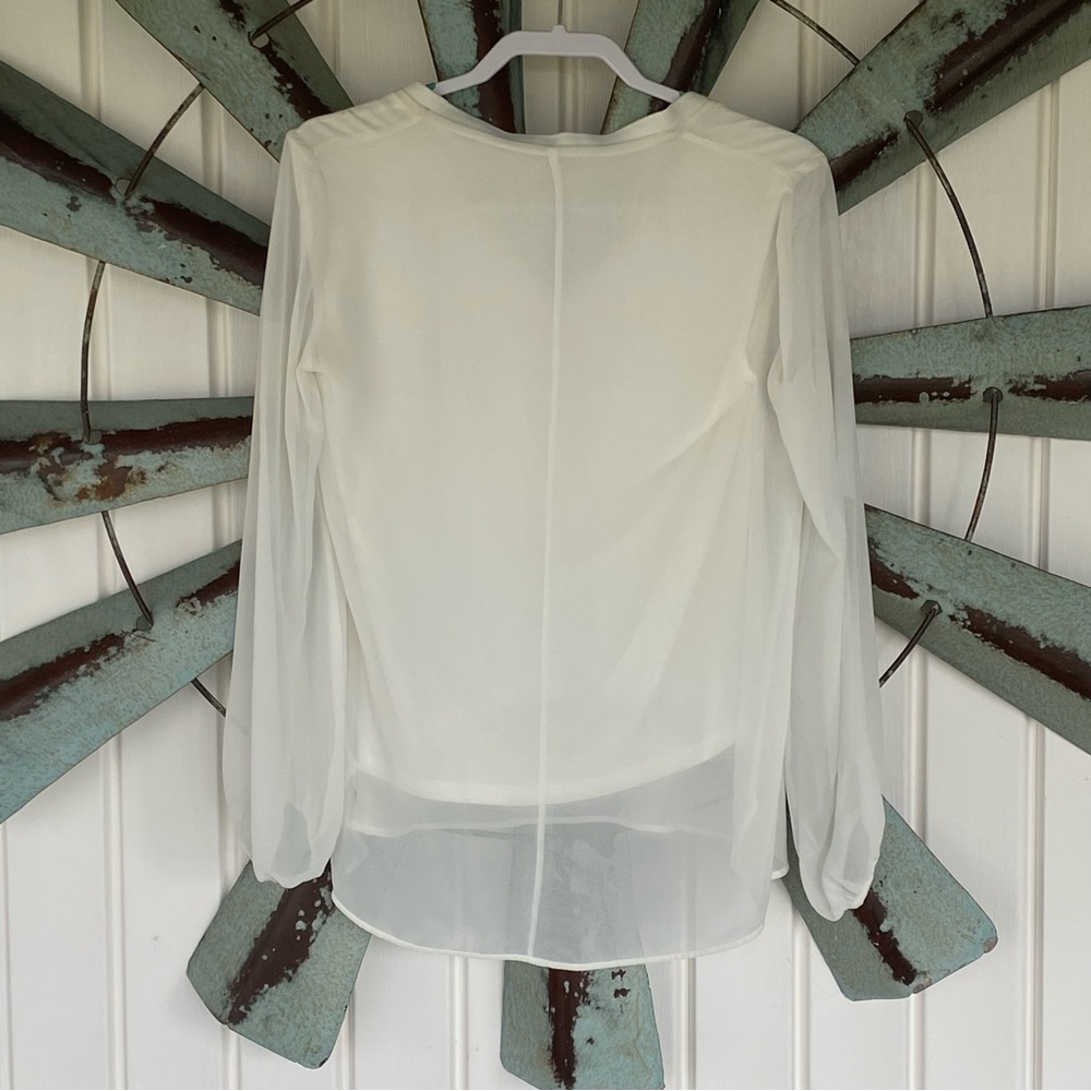 Zara Woman Sheer White Long Sleeve Blouse Size Medium - Picture 6 of 14